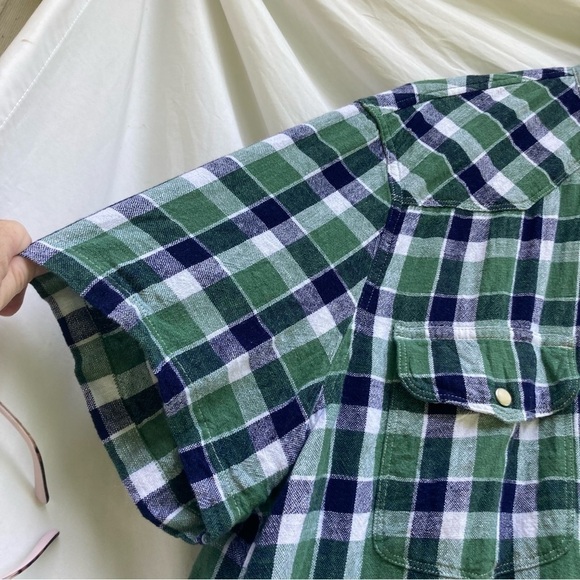 Lucky Brand green is plaid linen blend Western style button down shirt, size XL - Picture 4 of 10